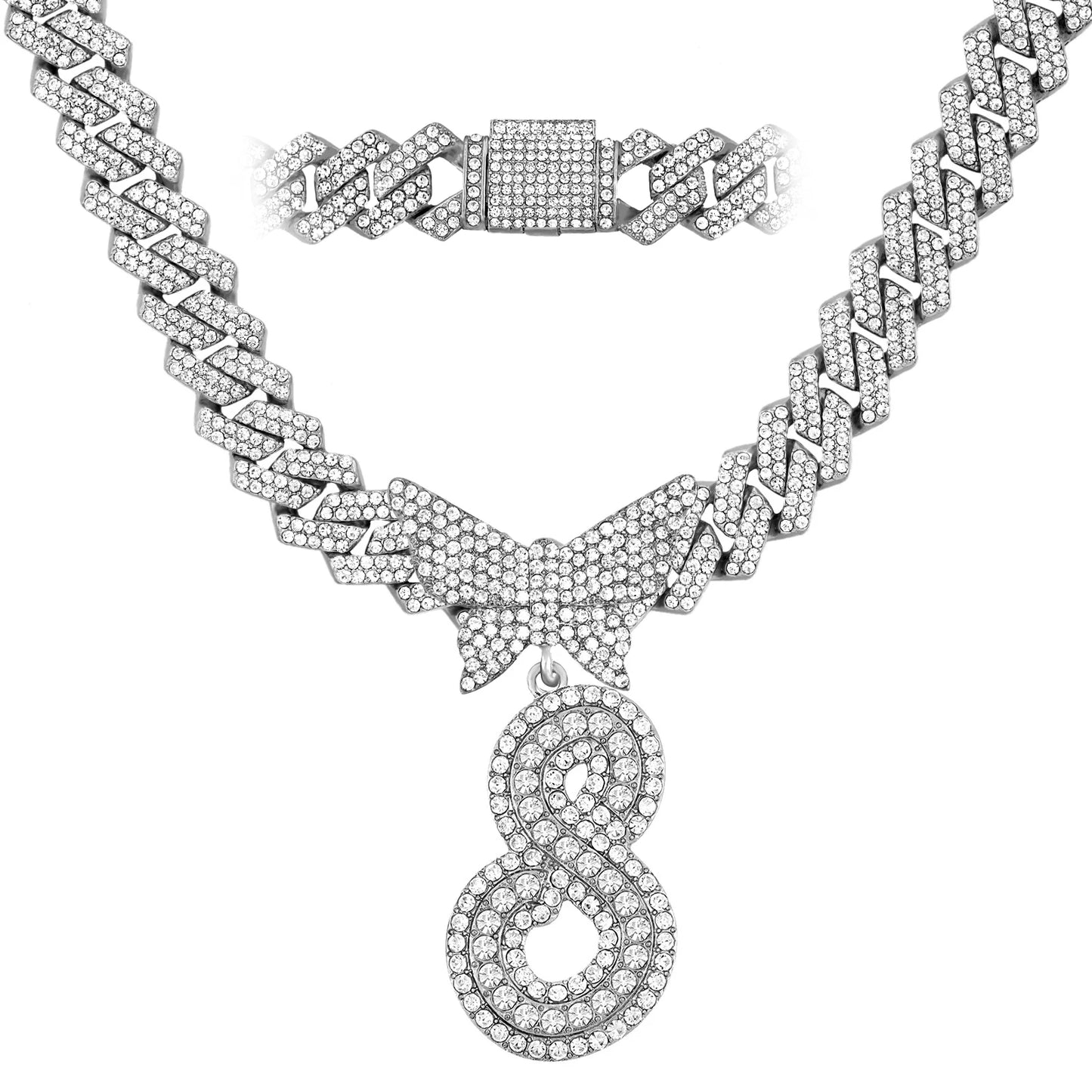 Chaîne Cubaine Crystal Silver avec initiale