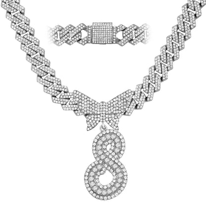 Chaîne Cubaine Crystal Silver avec initiale