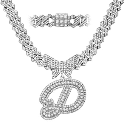 Chaîne Cubaine Crystal Silver avec initiale