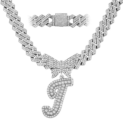 Chaîne Cubaine Crystal Silver avec initiale