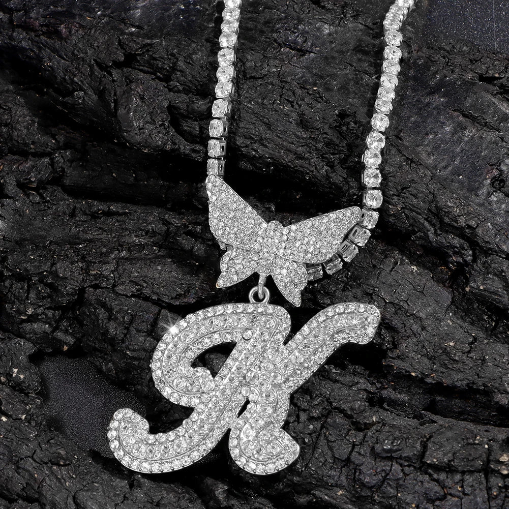 Chaîne Cubaine Crystal Silver avec initiale